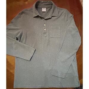 Brooks Brothers Henley Shirt Men's Large Gray Knit Long Sleeve Preppy Casual